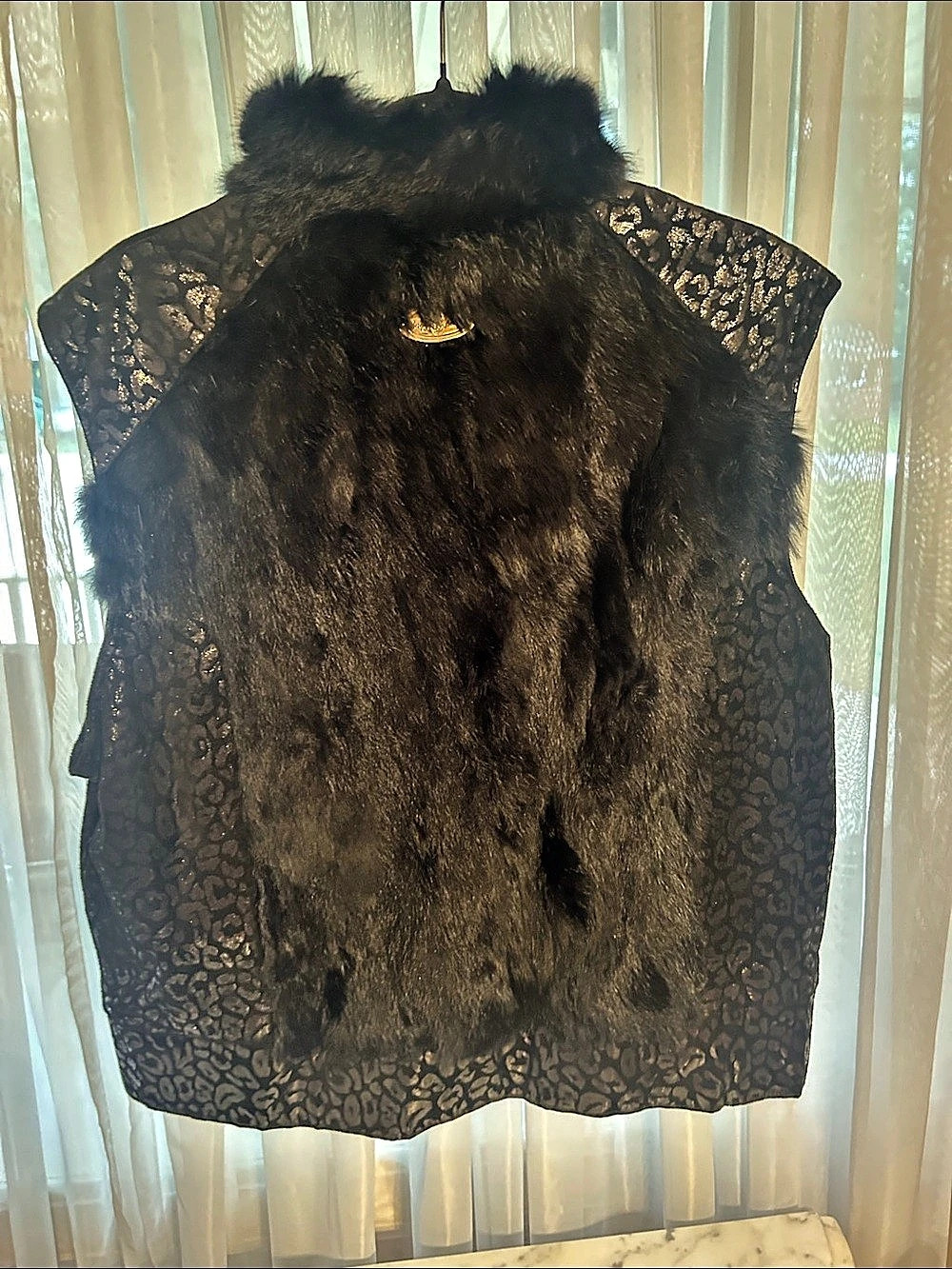 baby phat Faux Fur Leopard Print Vest Like New